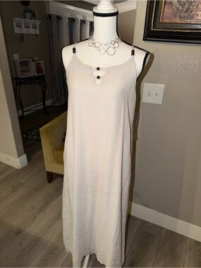 NAIF Light Cream Maxi Dress with Bead Accents
